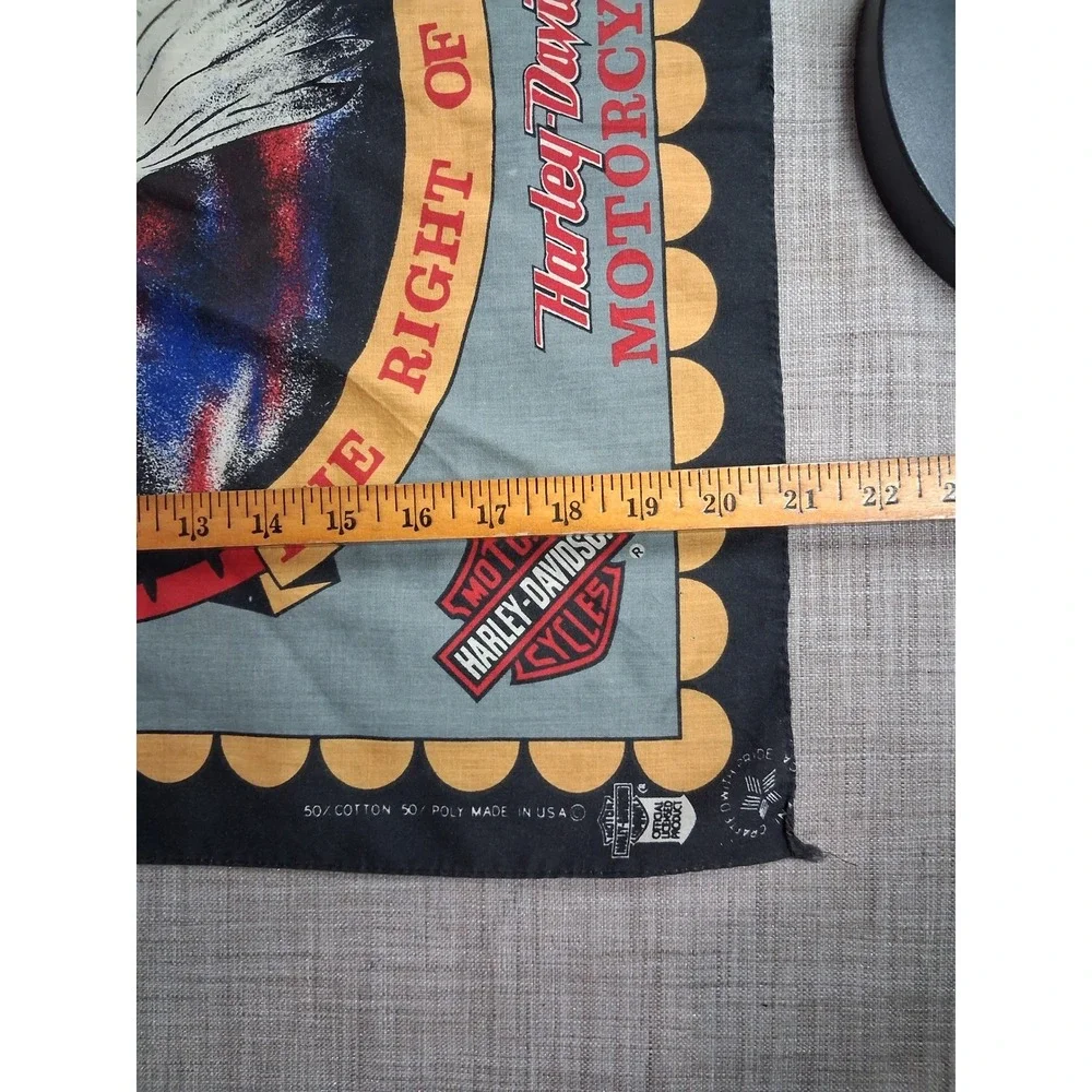 Harley Davidson Bandana Vintage Eagle Freedom Biker Scarf Made in USA Black Grey